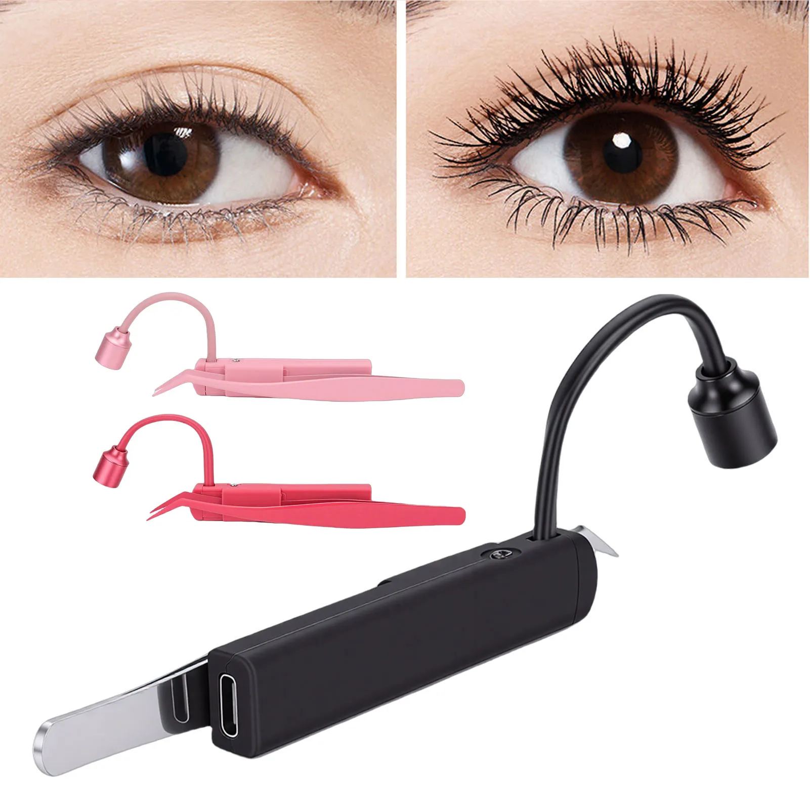 LED Lash Lamp 1W 395nm Fast Glue Curing Light and Portable Tweezers for Eyelash Extension Lash Extension Lamp Lash Tweezers Lamp