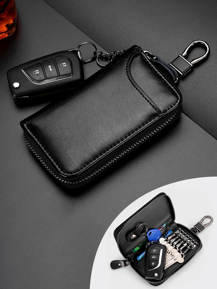 Genuine Leather KeyChain Unisex Key Bag Multifunction Organizer Wallet Holder Smart Housekeeper Car Small Key Case Keys Pouch 5