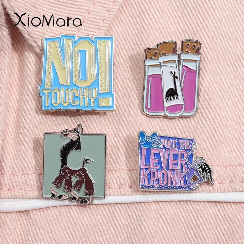 Anime Kuzco llama Potion Bottle Enamel Pin Cartoon Animation Brooch Lapel Jackets Jeans Badge Jewelry Gift for Friends Kids