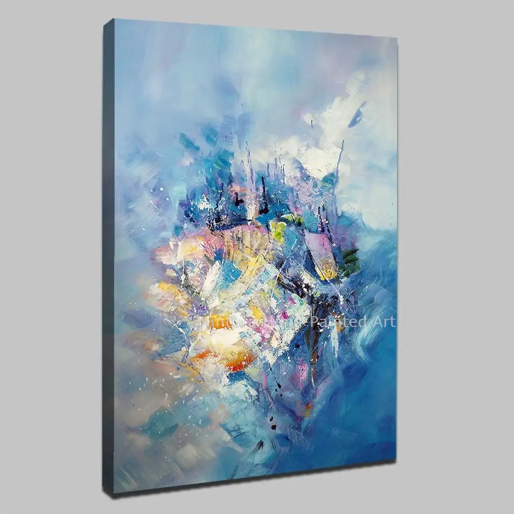 

Mintura,Artwork Large Hand Painted Vertical Blue Secret Oil Paintings On Canvas,Wall Arts Pictures For Bedroom Office Home Decor