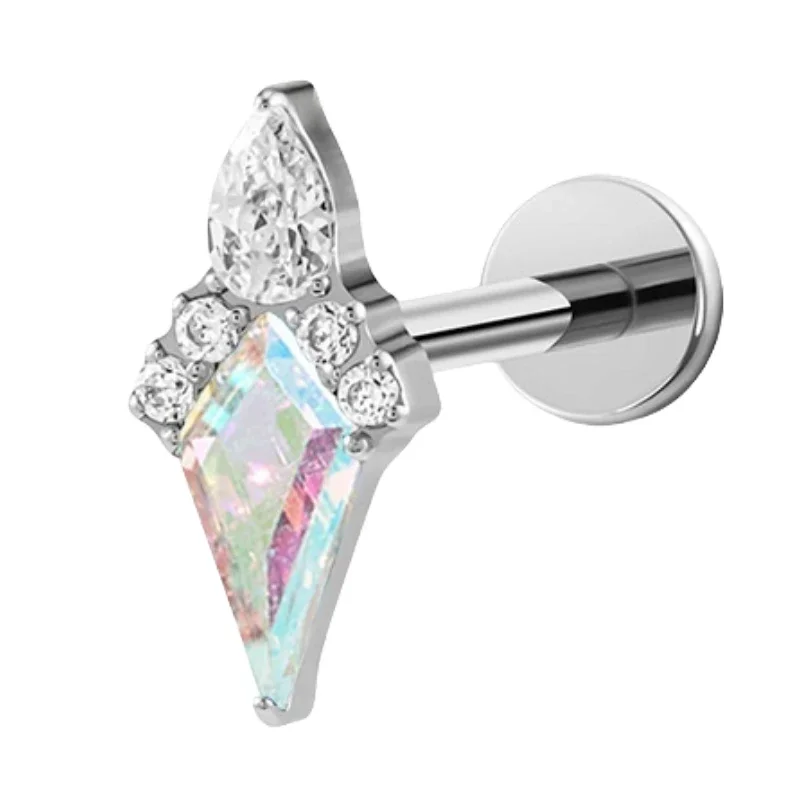 F136 Titan Kite Stone Lippenpiercing-Ringe 16G Zirkonia Gewinde-Labret Tragus Helix Knorpel-Nasenring Ohrringe Schmuck – Detail 8