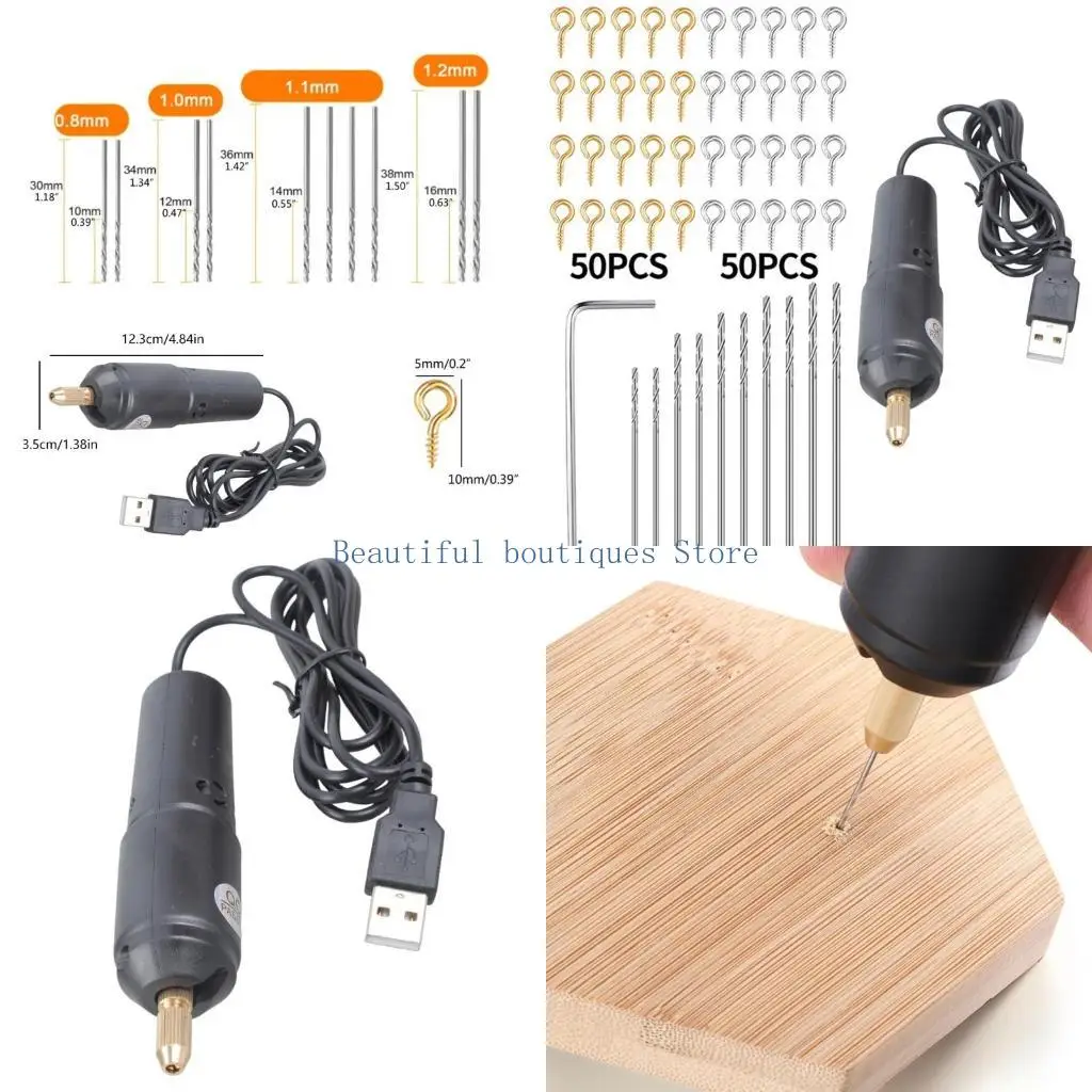 

U4LF Micro Electric Hand Drill Set with 10pcs Drill Bits Epoxy for Jewelry Making DIY