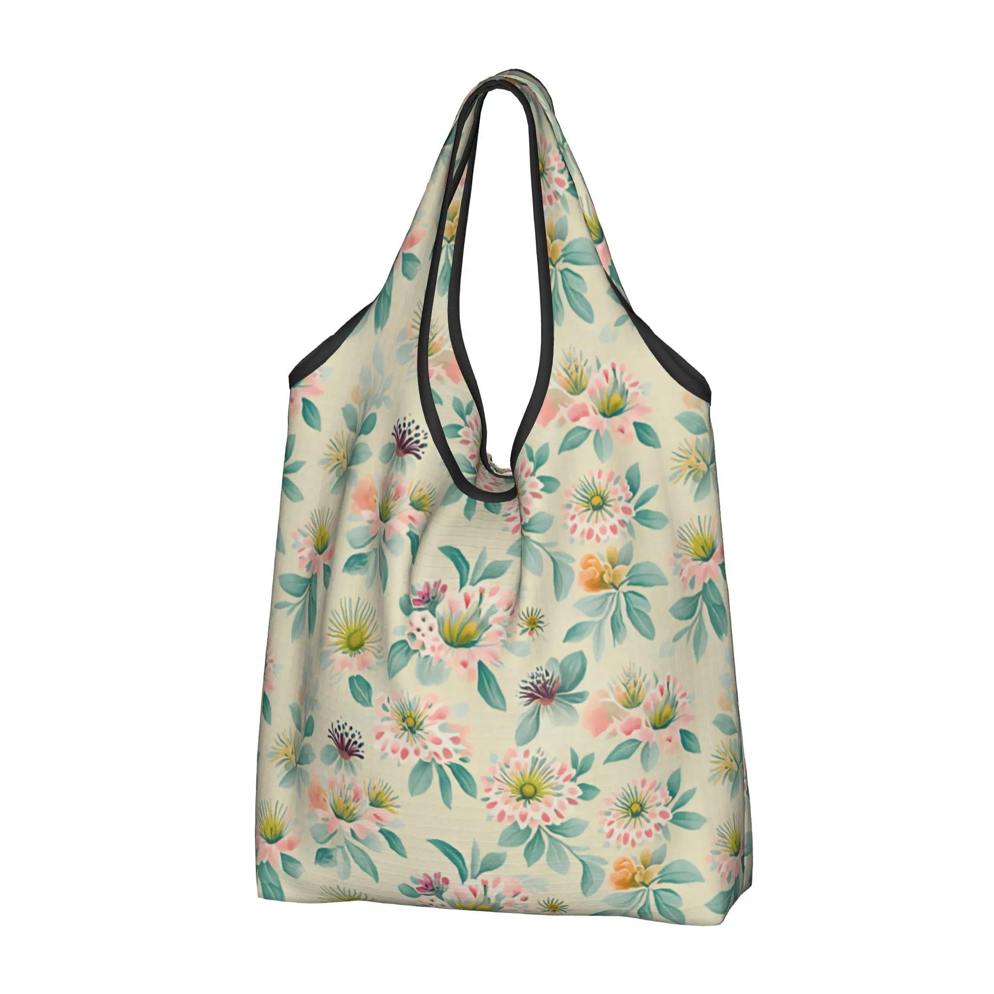 Luxury High 3D Floral Groceries Tote Shopping Bag Women Cute Fashion Trend 3D Flowers Shoulder Shopper Bag  Handbags