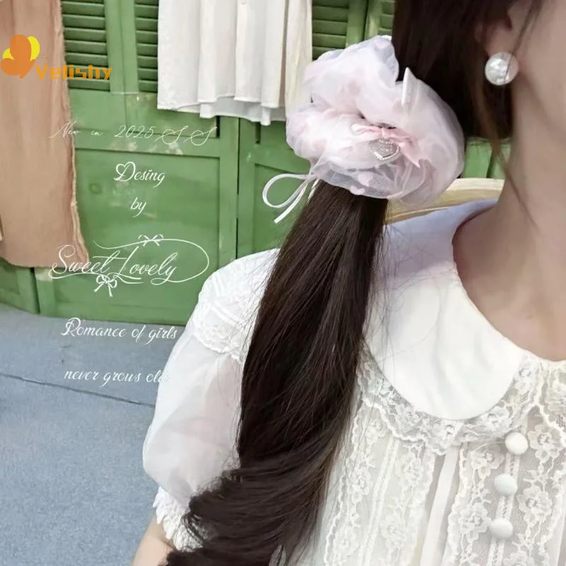 1Pcs 여름 블루 금붕어 대장 헤어 번들 메쉬 클리어 헤어 링 여성 디자인 감각 탄성 헤어 액세서리