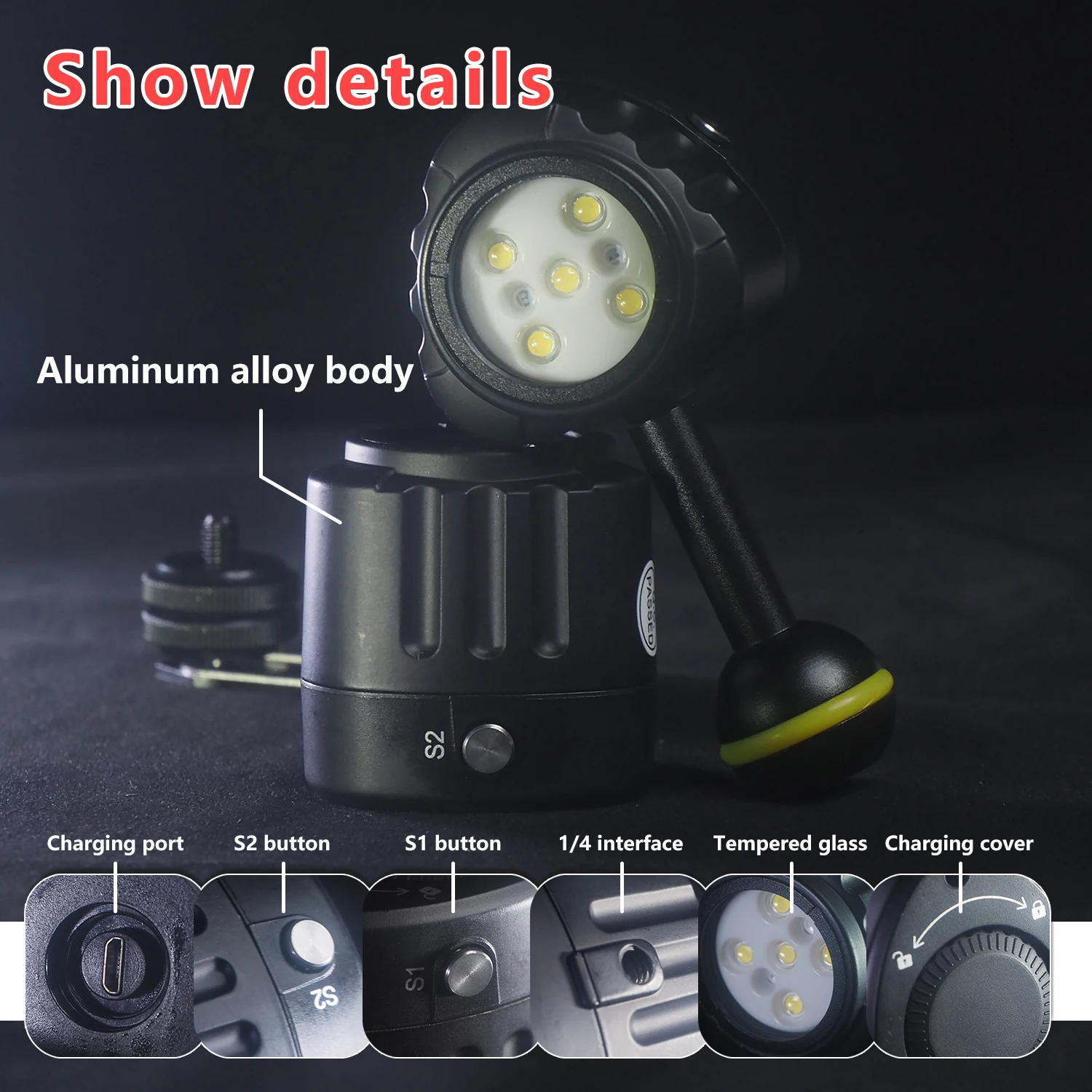 防水写真照明,40メートル,1000ルーメン,充填ライト