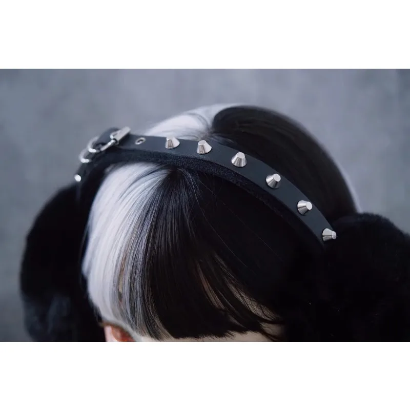 Handmade Women Girls Punk Rivet Chain headband Y2K Hair bands Headdress Gothic Lolita cosplay Hair hoop Hop hip hair accessories