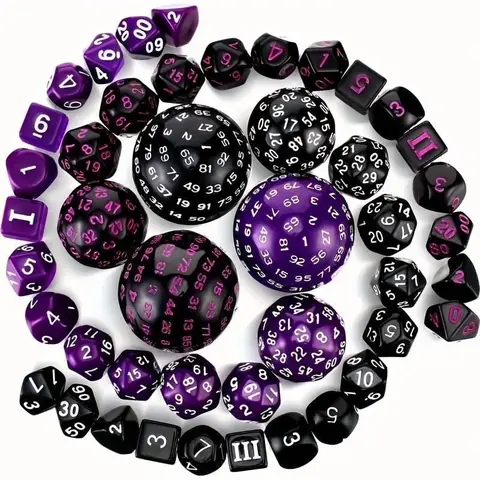 DND Polyhedron D3-D100 Dice Set (15 Pieces) for Roleplaying Tabletop Game with Drawstring Pouch