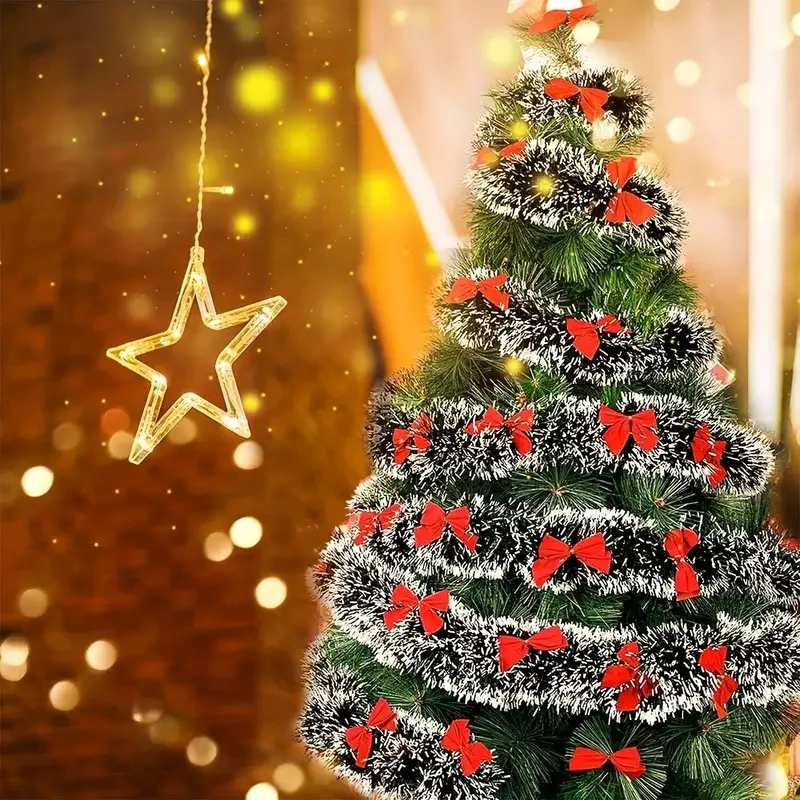 

1PC Christmas Green Cane Ribbons Garland DIY Xmas Tree Ornaments Christmas Ribbons Wreath Hanging Pendent Home Party Decoration