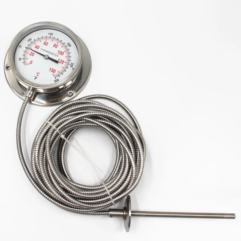 Stainless Steel  Pressure Thermometer  Anticorrosive  Capillary Thermometer Pressure Industrial Thermometer With Flange For Oil