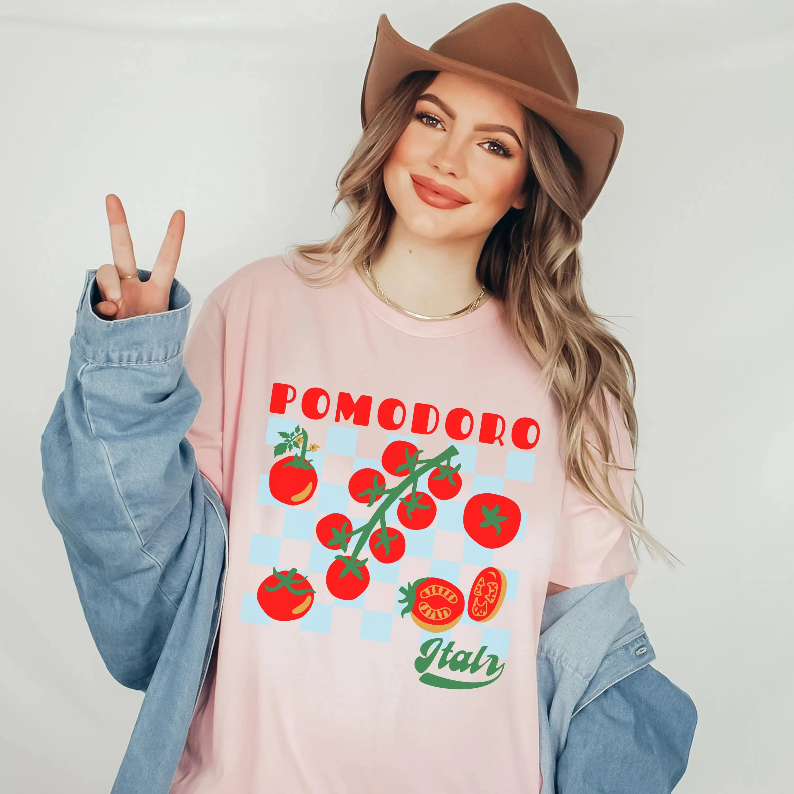 

Женская летняя футболка оверсайз в винтажном стиле Pomodoro Italy, хлопковая, дышащая, стильная, универсальная, в уличном стиле