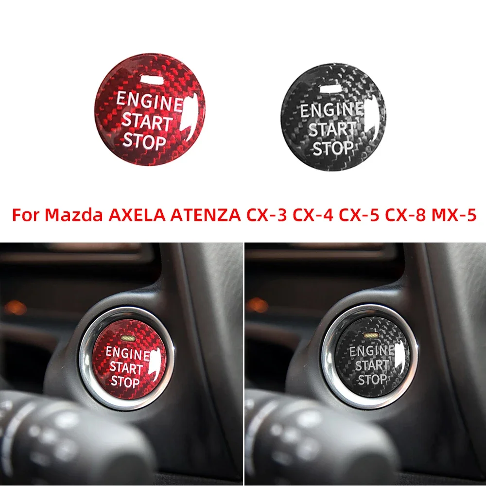 

Car Engine Start Button Cover For Mazda 3 Axela CX-3 CX-5 CX-8 MX-5 Carbon Fiber Button Cover Interior Button Trim Strip