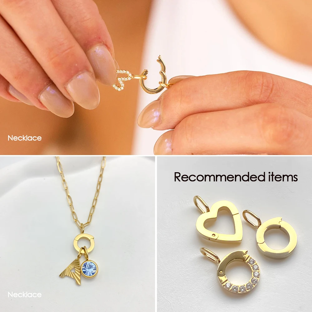 EMANCO  Stainless Steel Round Zirconia Heart Shape Mirror Polished Skeleton Clasp for Women DIY Necklace Bracelet Making image 5