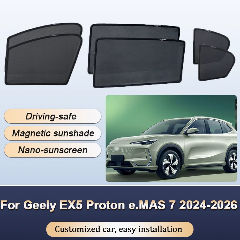 

Sun Shades For Proton e.MAS 7 Geely EX5 2024-2026 Galaxy E5 Sunshade Magnetic Privacy Protection Visor Windows Auto Accessories