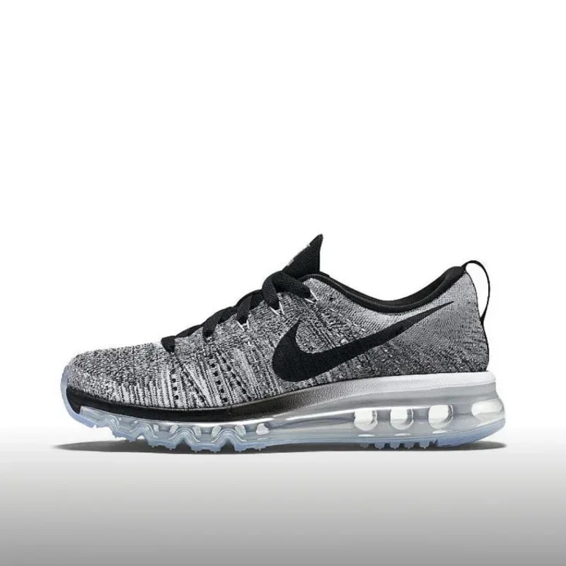 

Мужские и женские кроссовки Nike Air Max Flyknit, на воздушной подушке, легкие, амортизирующие, дышащие кроссовки, серый/черный
