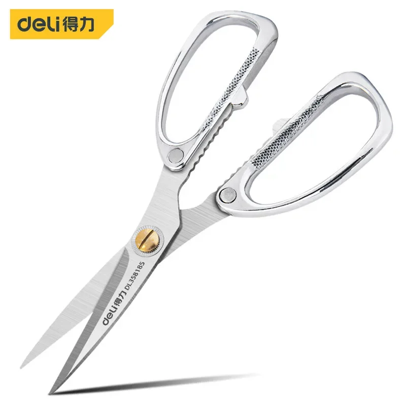 Deli Scissor Multifunction Industrial Stainles Steel Professional Kitchen Scissors Sewing Tailor Scissor Food Cloth Cutting Tool