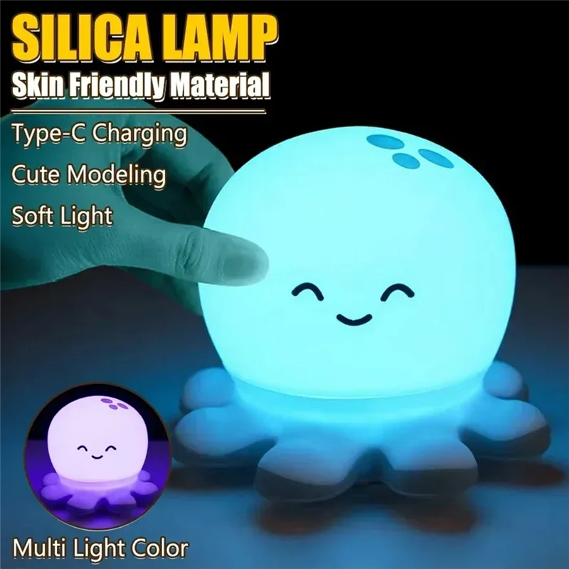 

SYW-Night Light Cute Animals Silicone Lamp Rechargeable Bedside Sleep Warm Soft Light For Kids Birthday Gift