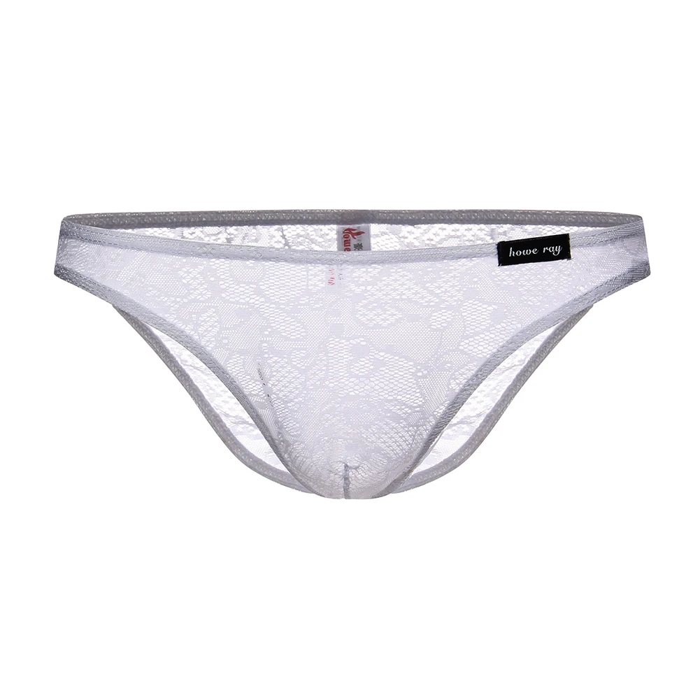 

Mens Sexy Lingerie Lace See Through Low Waist Bulge Pouch Thong Briefs Underwear Thin Breathable Underpants Bikini Slip Homme