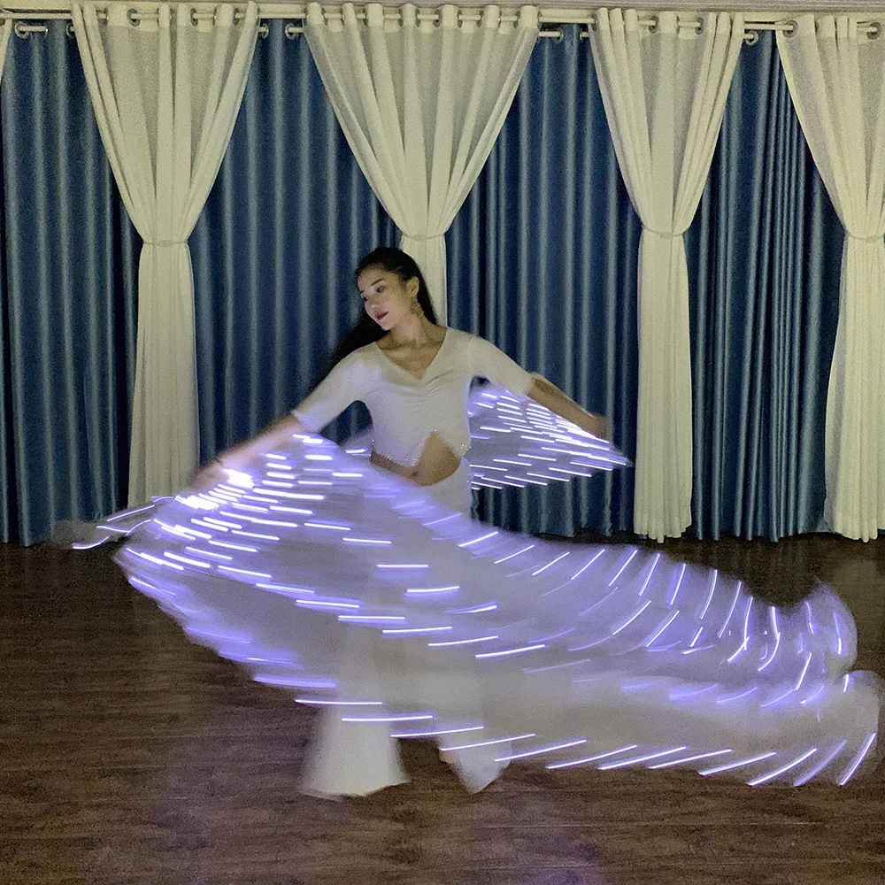 Belly Dance Accessories LED Silk Veil Fan For Belly Dancing 100 White LED Fan Practice and Stage Performance Dance Costumes