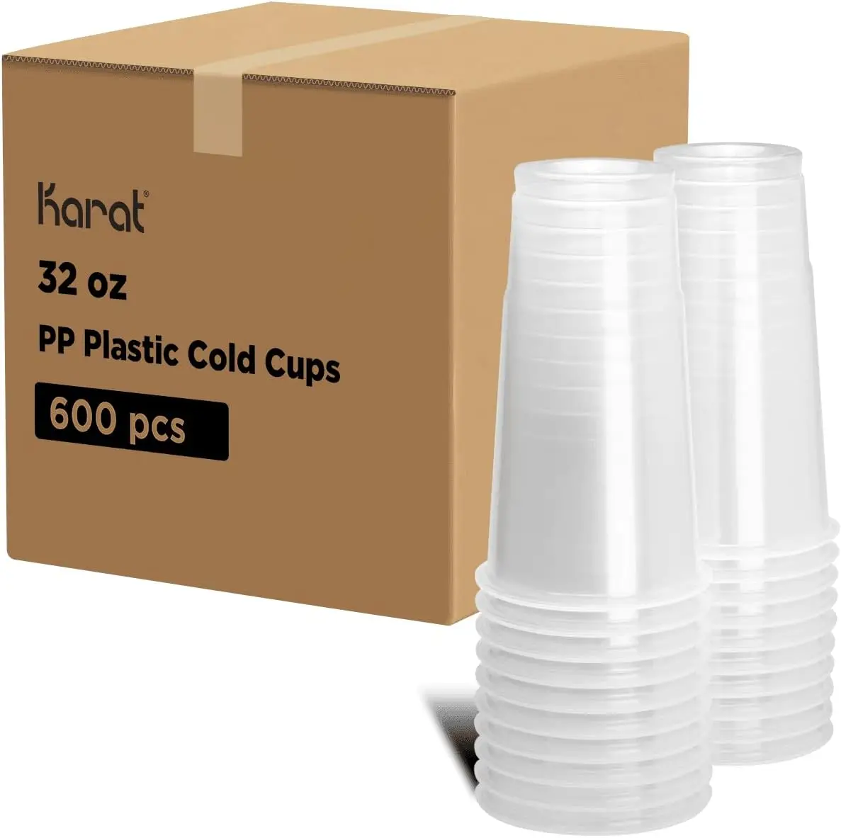 

[32oz - 600 ct] PP Plastic Cold Disposable Plastic Cups, 104.5mm Diameter, BPA Free & 100% Recyclable (C-KPP32)