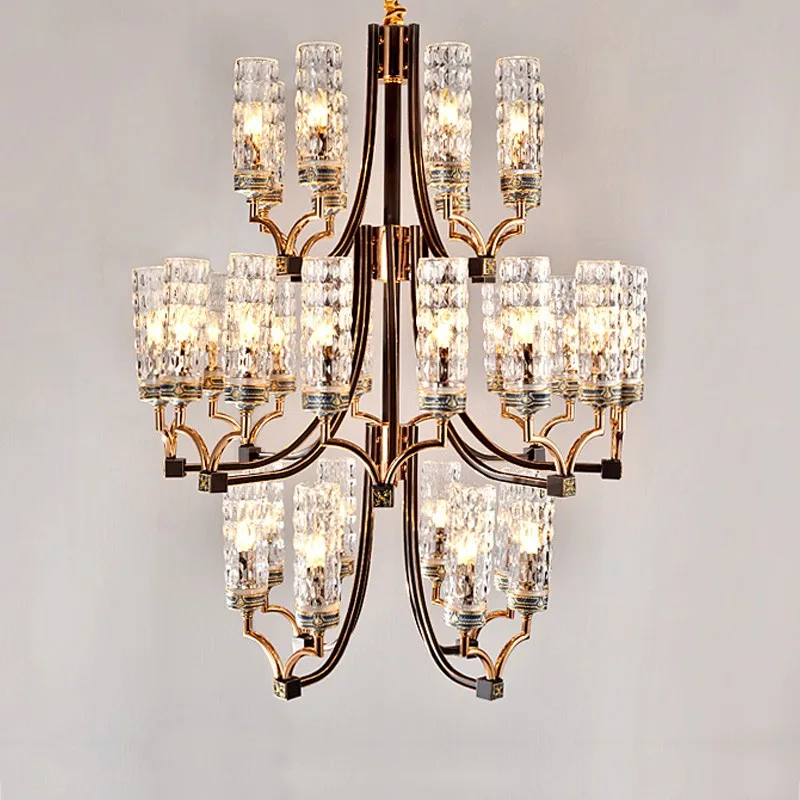 32-arm duplex loft large chandeliers venice antique candle holder crystal glass chandelier tiffany lamp lighting