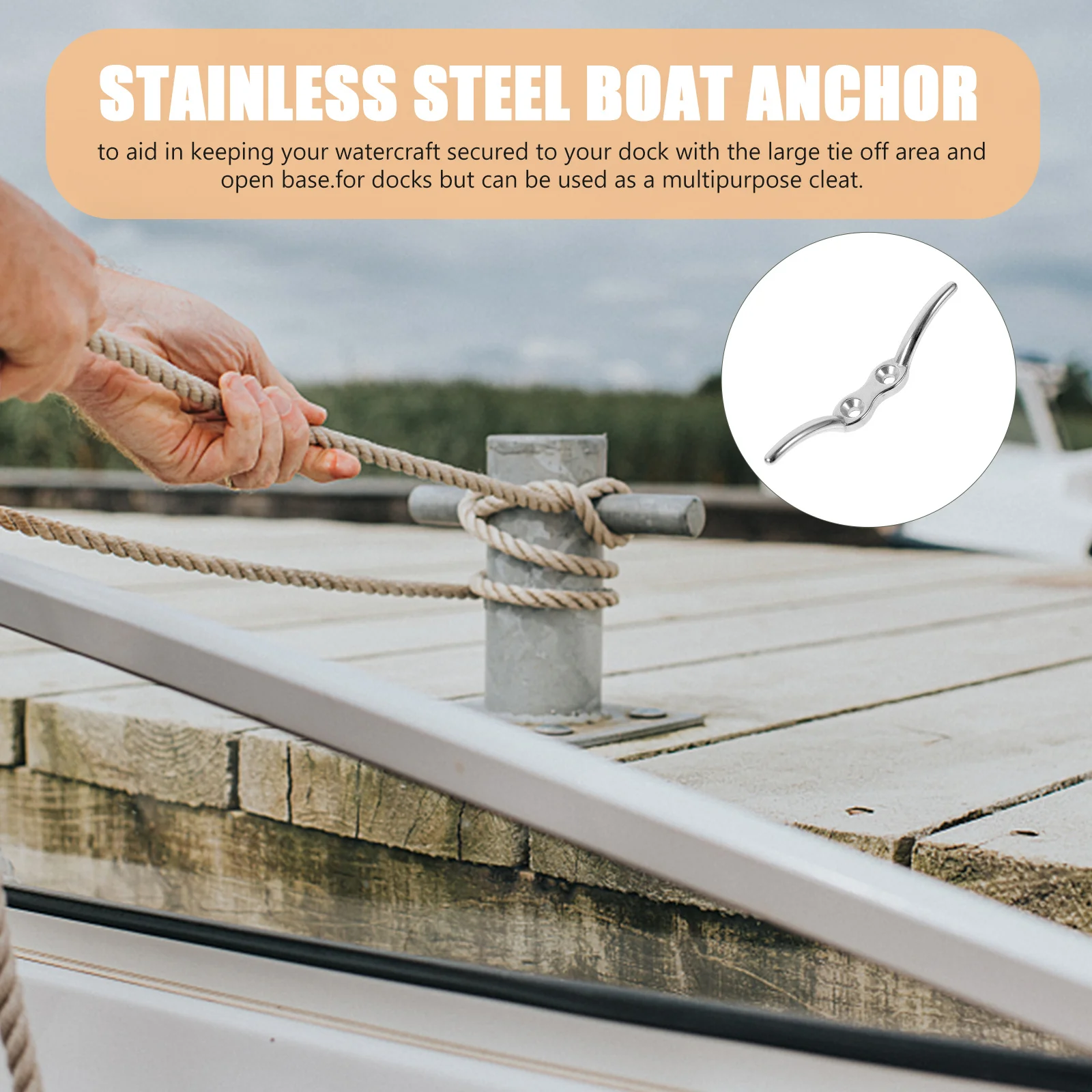 2Pcs Flagpole Hook Stainless Steel Dock Cleat Boat Anchor Marine Yacht Line 4 Inch 316 Boat Anchor Dock Deck Rope Cleat