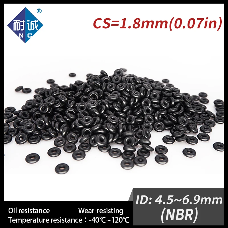 50 Pz/lotto Gomma Nitrile O-ring Nero di trasporto NBR CS ID 1.8 millimetri 4.5/4.87/5/5.3/5.5/6/6.3/6.7/6.9*1.8 millimetri O-Anello di Tenuta Olio