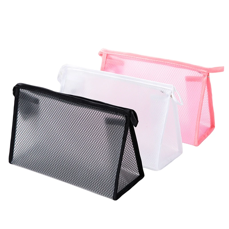 Transparent Mesh Makeup Case Organizer Storage Pouch Casual Zipper Toiletry Wash Bags Make Up Women Travel Cosmetic Bag