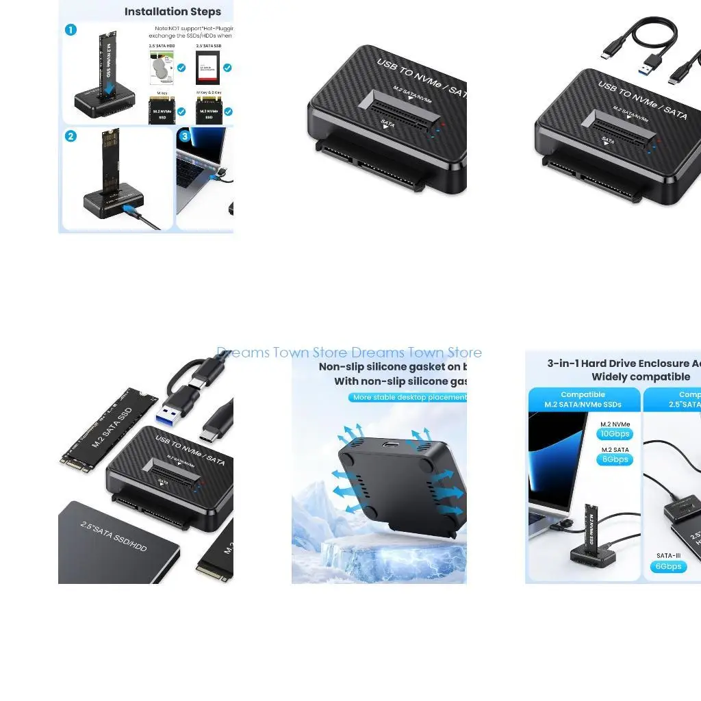 

HX6A NVMe M.2 Дубликатор-клон USB-док-станция для жесткого диска Тепловыделение Адаптер для передачи данных Аксессуары