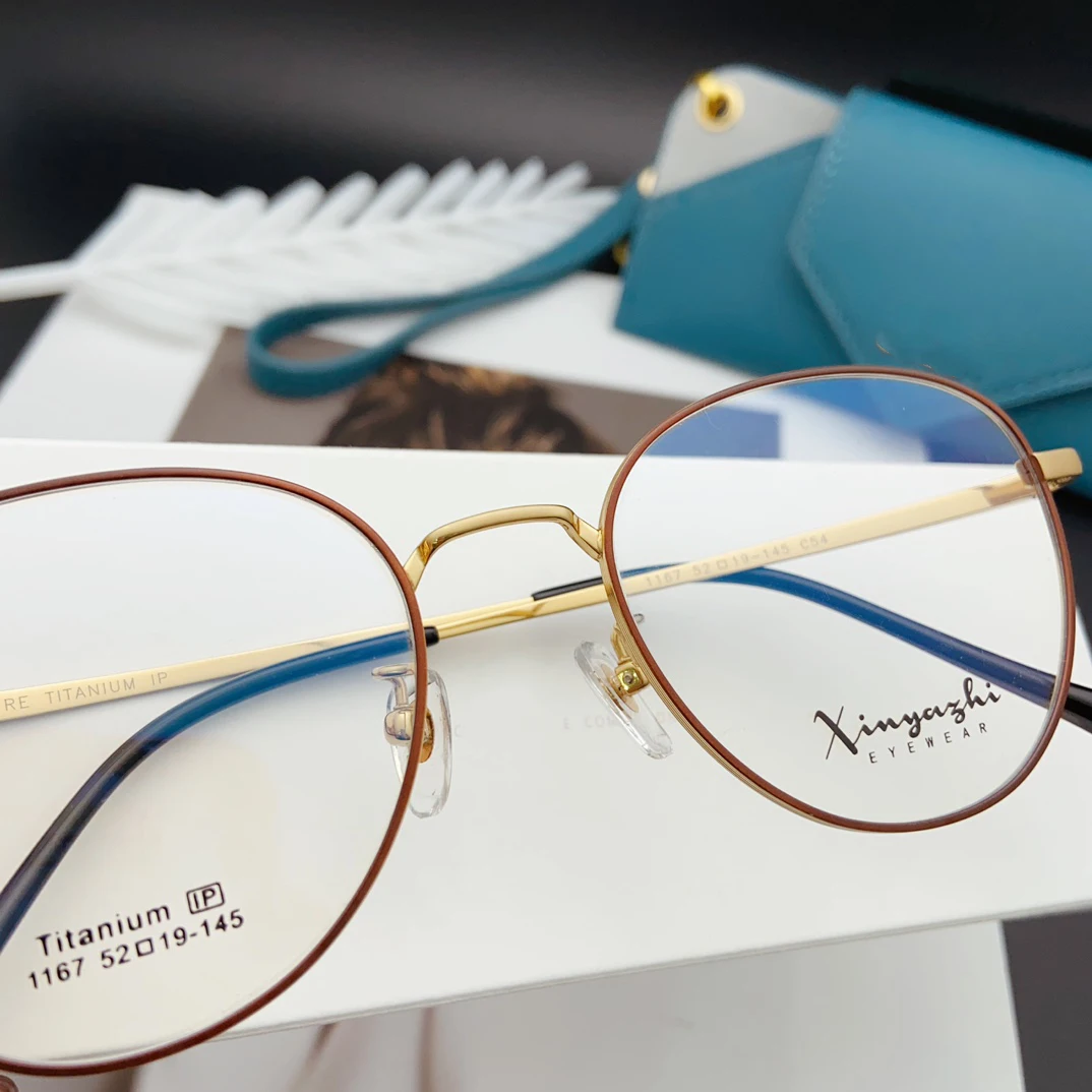 Lunettes optiques en titane pur pour femmes, recette de Transition, lentilles pour myopie et hypermétropie, Vision progressive, rondes correctrices