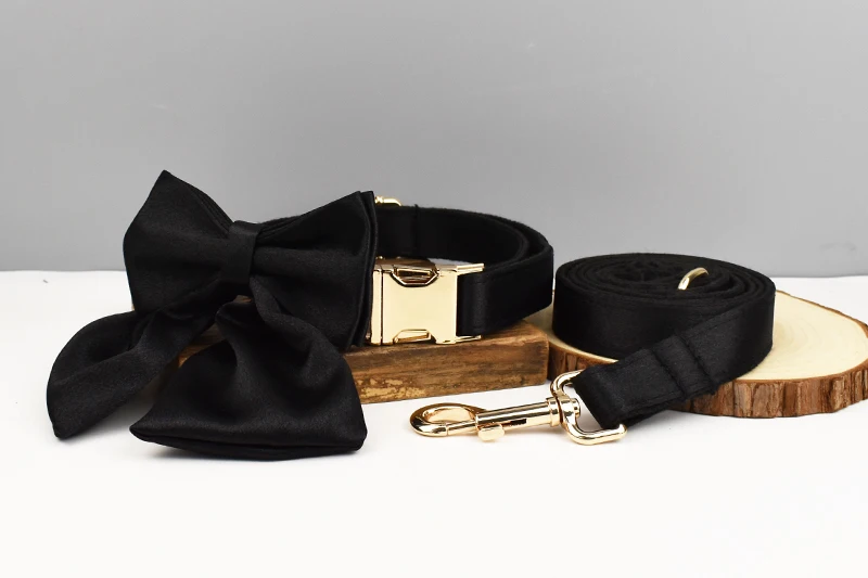 Haustierzubehör Maßgefertigtes Designer-Logo Luxuriöses Seidiges Polyester Hundehalsband Leinen Geschirr Schleifen-Set Hersteller Crystal03 – Detail 6