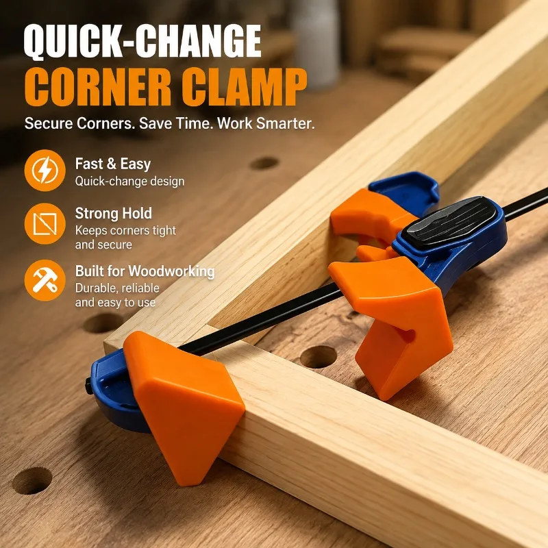 Rapid‑action Toggle‑clamp Corner‑bracket Adapter, Swift‑gripping Fastener, Woodworking Holding‑fixture for Panel Bonding