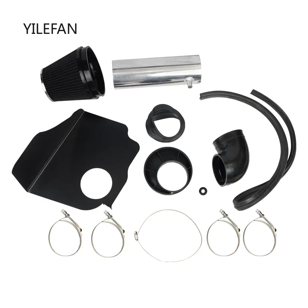 طقم مدخل هواء بارد + درع حراري لـ 05-10 دودج كرايسلر HEMI 5.7L 6.1L V8 أسود