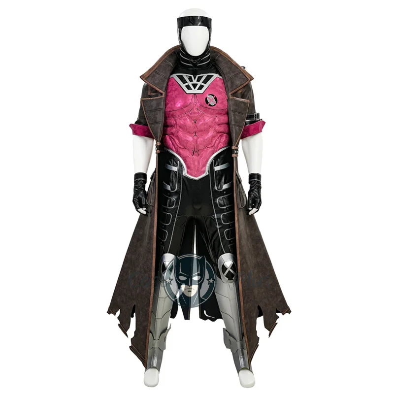 

Костюм для косплея Гамбит Реми из игры Rivals, мужской боевой костюм Этьена Лебу, кожаный комбинезон-тренч для Хэллоуина и вечеринок