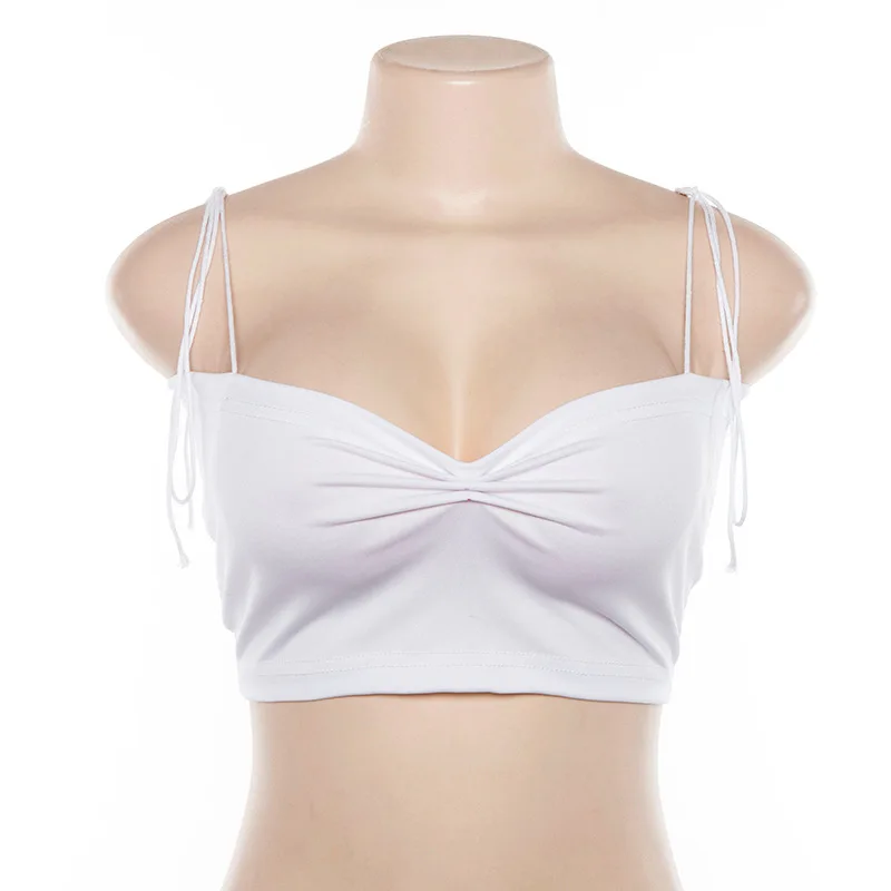 Chaleco pequeño con cuello en V para mujer, prenda superior sin forro, sexy, a la moda, novedad de verano 2022