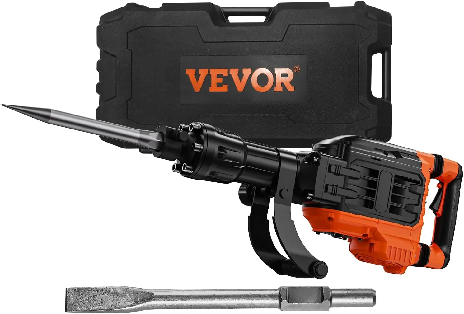 3500W Electric Demolition Hammer, 1900 BPM Durable Jack Hammer, Concrete Breaker with 2 Chisels, Gloves, and a 360° Rotata