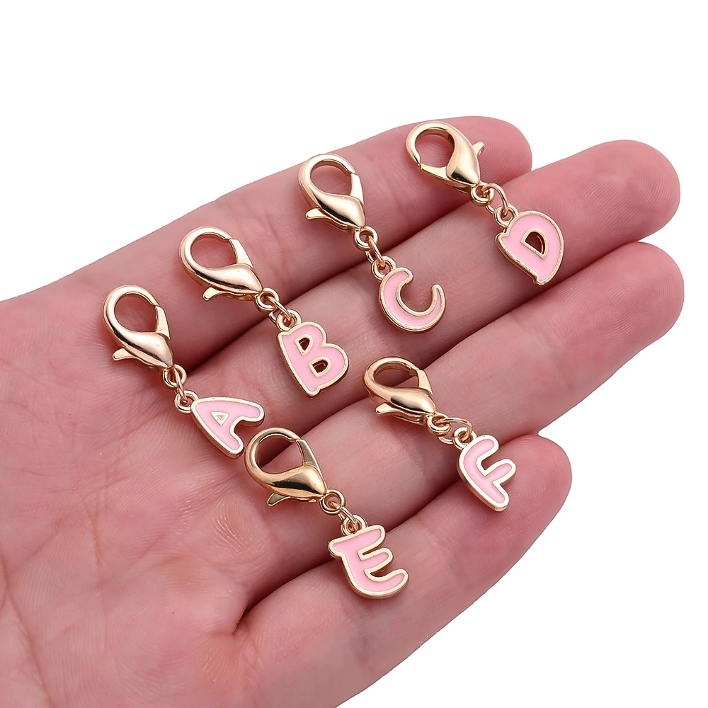 iYOE 1/5pcs 3cm A-Z Letter Alloy Charms Enamel Charms with Lobster Clasp Handmade Alphabet Keychains Pendant for Jewelry Making