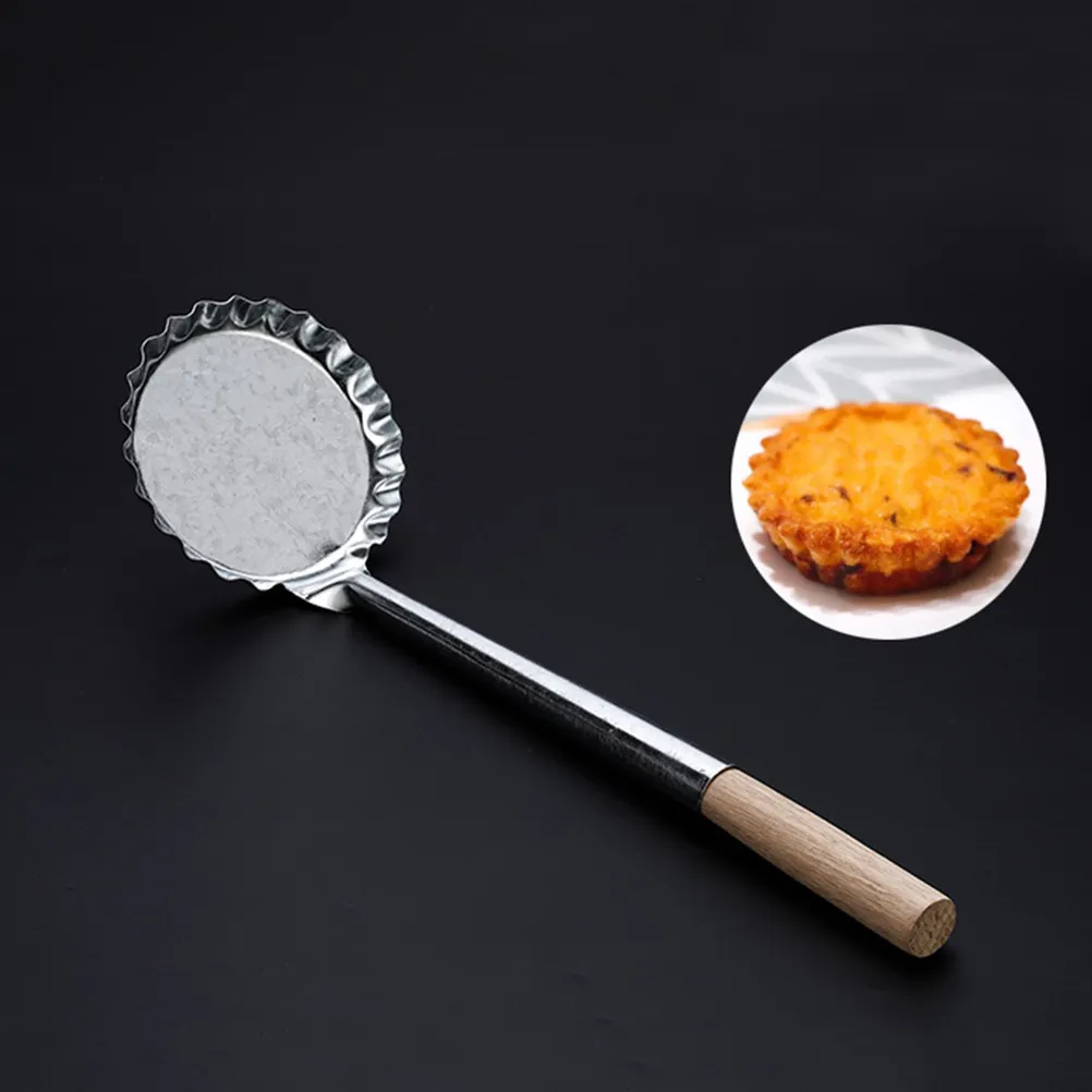 Professional Alloy Frying Spoon with Ergonomic Wooden Handle Non-Stick Surface for Potato Pancake Turnip Pancake Home Restaurant
