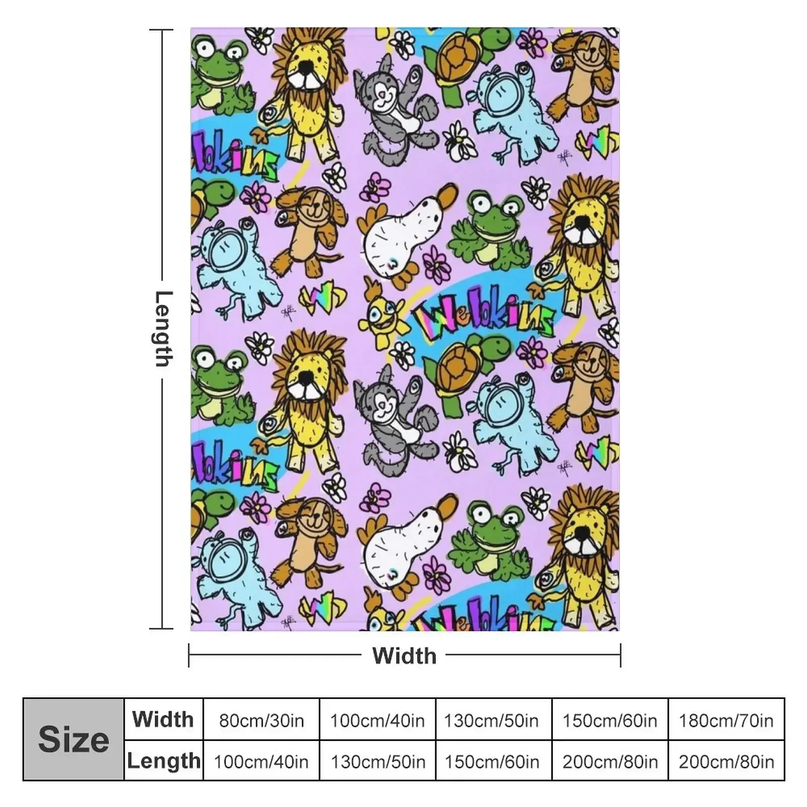 Cute and Sweet and Fun Webkinz Scribble Pals Throw Blanket Bed covers Decorative Sofa Luxury Thicken Blankets