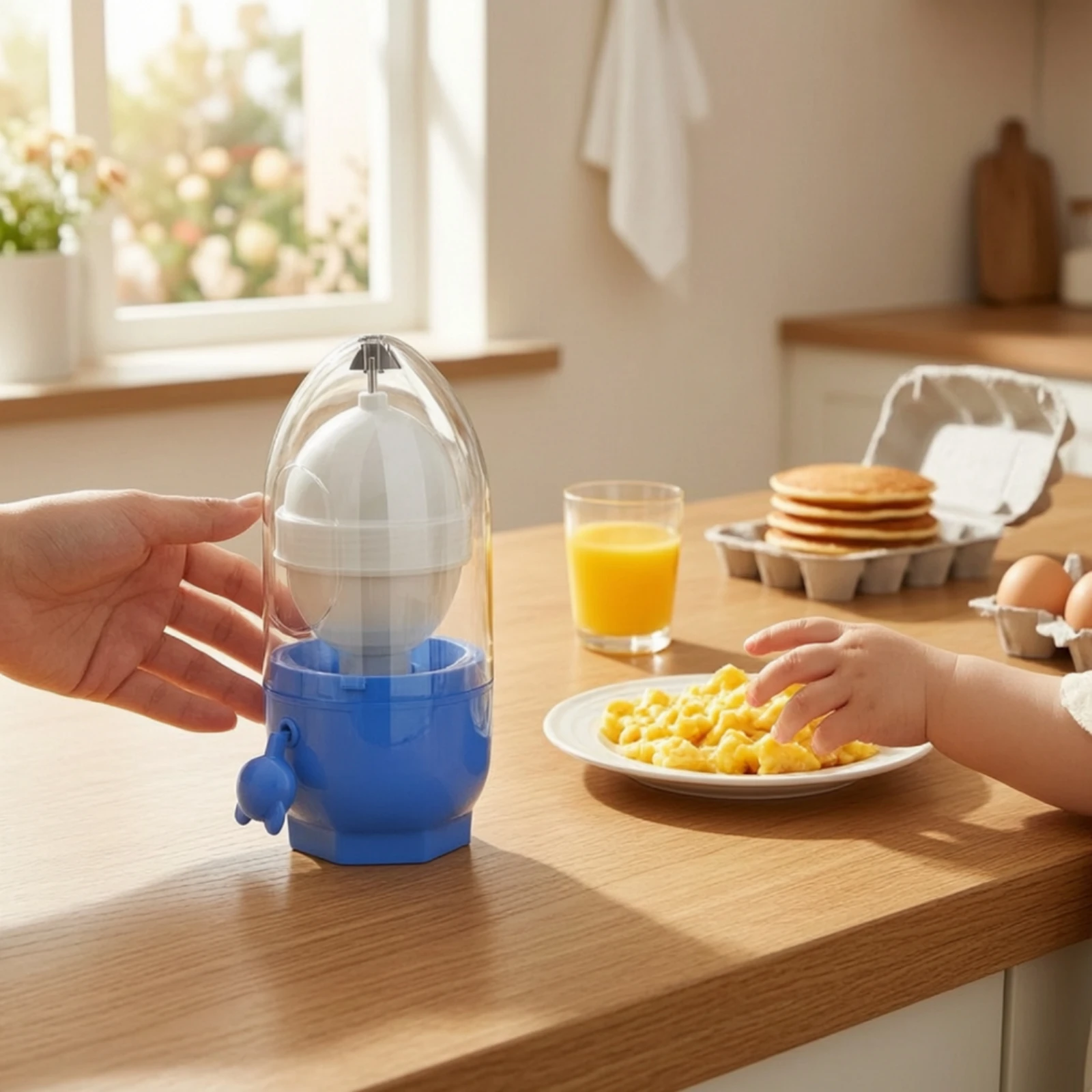 Egg Mixer with Pull Cord Hand-Powered Manual Egg Mixer Kitchenware Easy to Operate Compact for Home Cooks, Breakfast Prep