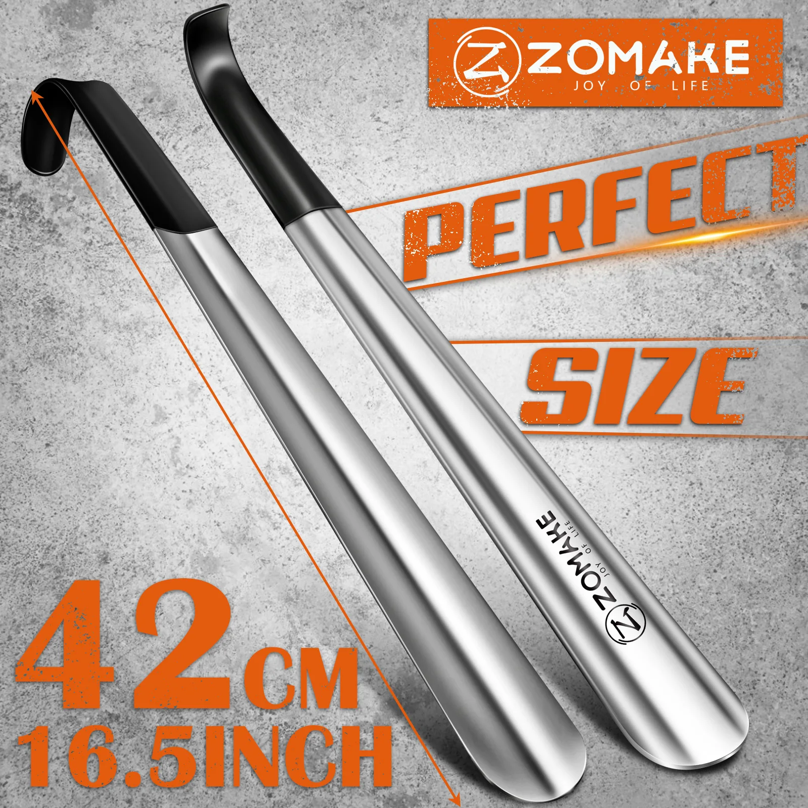 ZOMAKE 42cm Long Shoe Horn lifter Long Handled Shoe Horn lifter Stainless Steel Professional Shoehorn for Boots Shoes