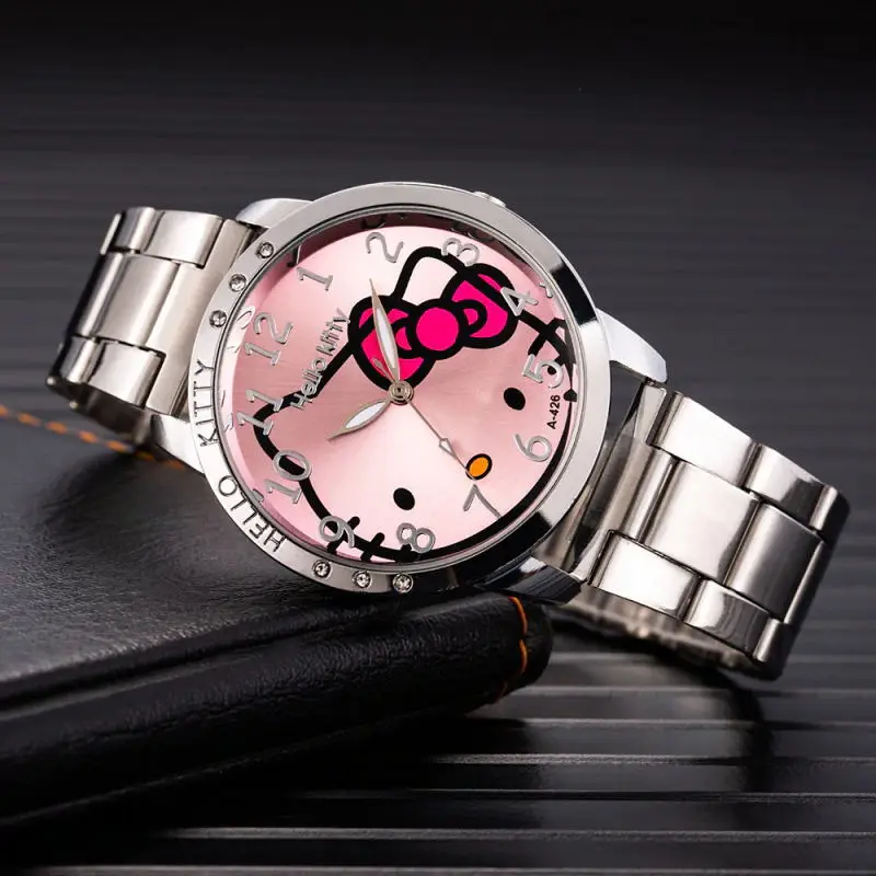 Miniso Hot Sales Sanrio Casual Simple Steel Band Women's Watch HelloKitty Fashion Cartoon Quartz Watch Girls Birthday Gift