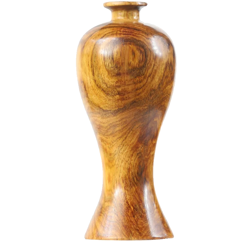 Vase ornament, authentic Hainan huanghuali wood carving handicraft carving small antique Chinese style