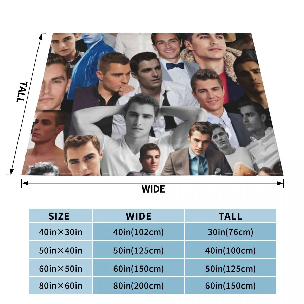 dave franco photo collage Throw Blanket Thins blankets and throws Multi-Purpose Retros Blankets