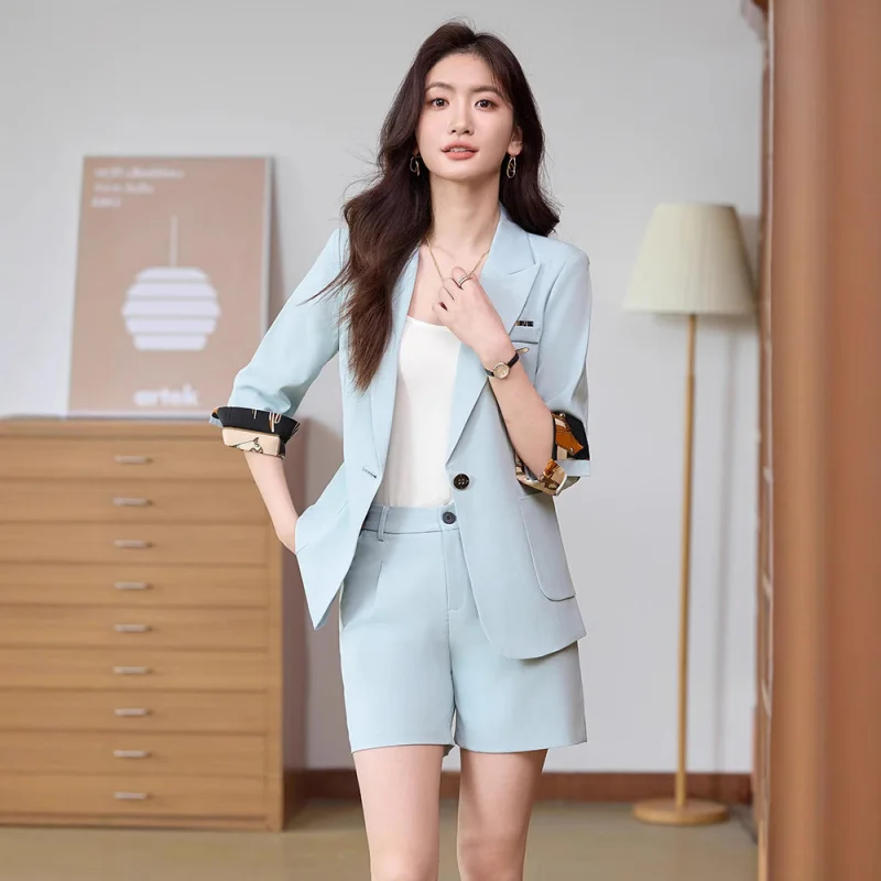 2025년 신상 봄 여성용 3/4 소매 블레이저, 작은 사이즈 디자인, 패셔너블 캐주얼 우아한 정장 세트