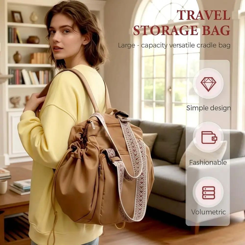 حقيبة تخزين للسفر متعددة الوظائف خفيفة الوزن ذات سعة كبيرة حقيبة ظهر نسائية مقاومة للماء ومتينة للأم والطفل #5