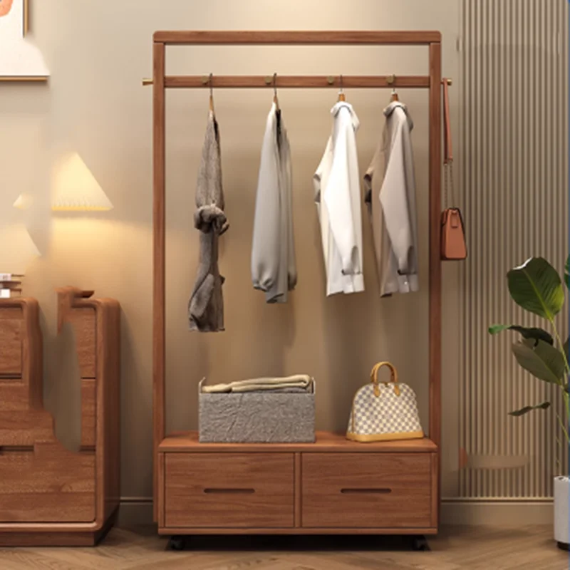 Wooden Wardrobes Coat Racks Minimalist Luxury Storage Standing Coat Racks Indoor Hanging Bag Hanger