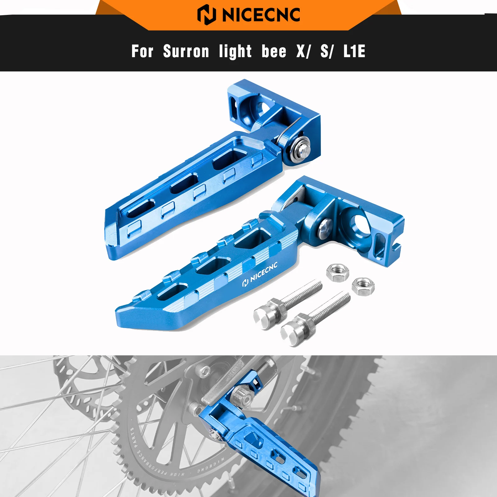 

NICECNC Chain Tensioner Adjuster Blocks & Rear Stunt Pegs For Surron light bee X light bee S L1E Segway X160 Segway X260 Sur-ron