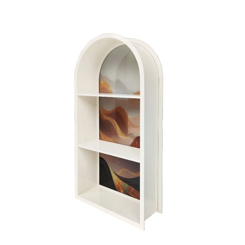 

Stainless steel printed glass transparent glass back panel niche, double-layer laminated glass display wall cabinet