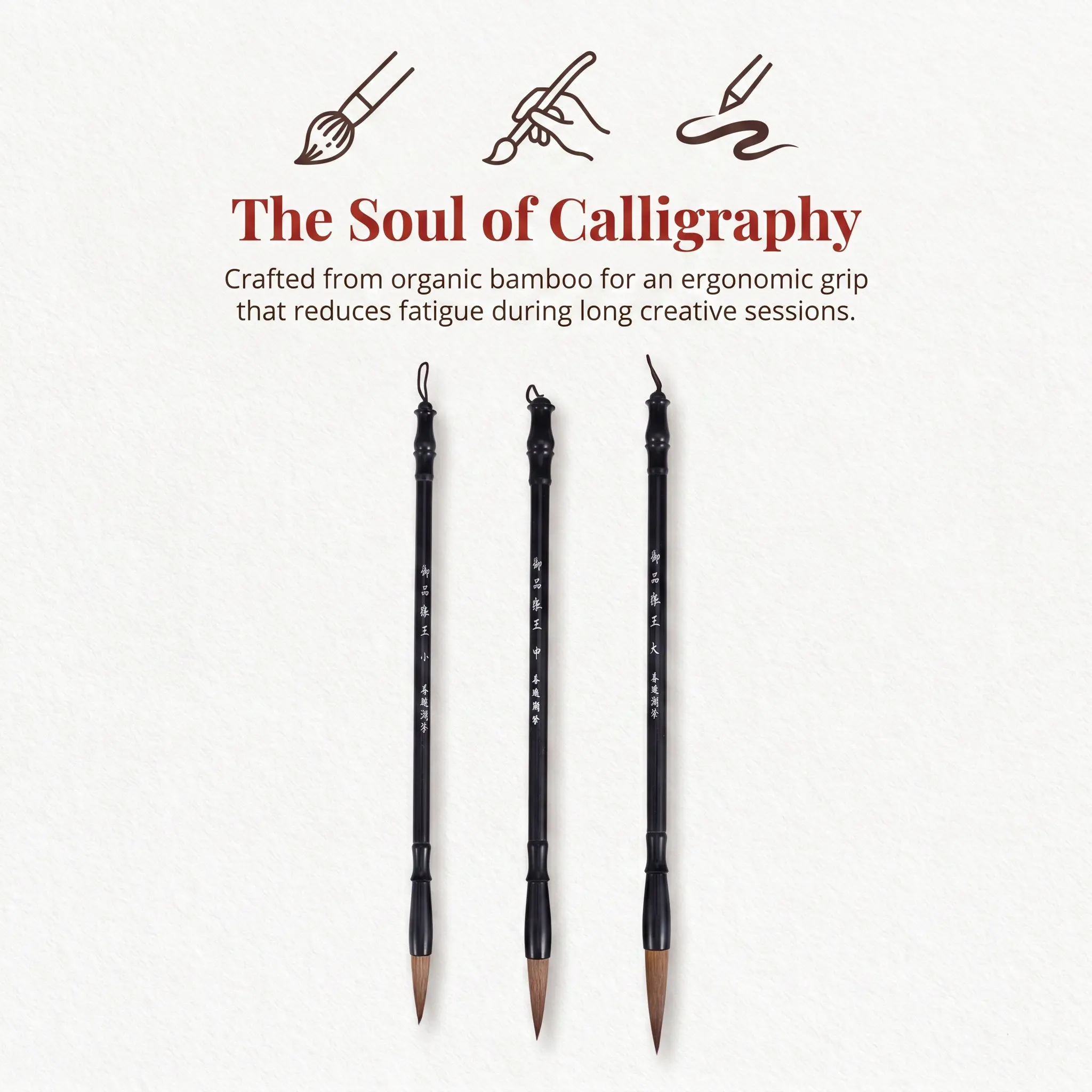 6Pcs Calligraphy Brush Set Chinese Wolf Hair Wooden Handle Traditional Ink Painting Brush for Beginners Sumi Drawing Line Work
