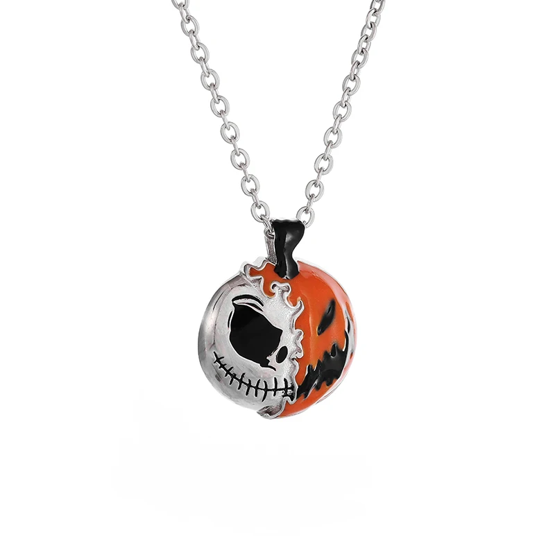 

Ladies Exquisite Skull Pumpkin Pendant Necklace Girls Hip Hop Collarbone Chain Christmas Party Jewelry Gift